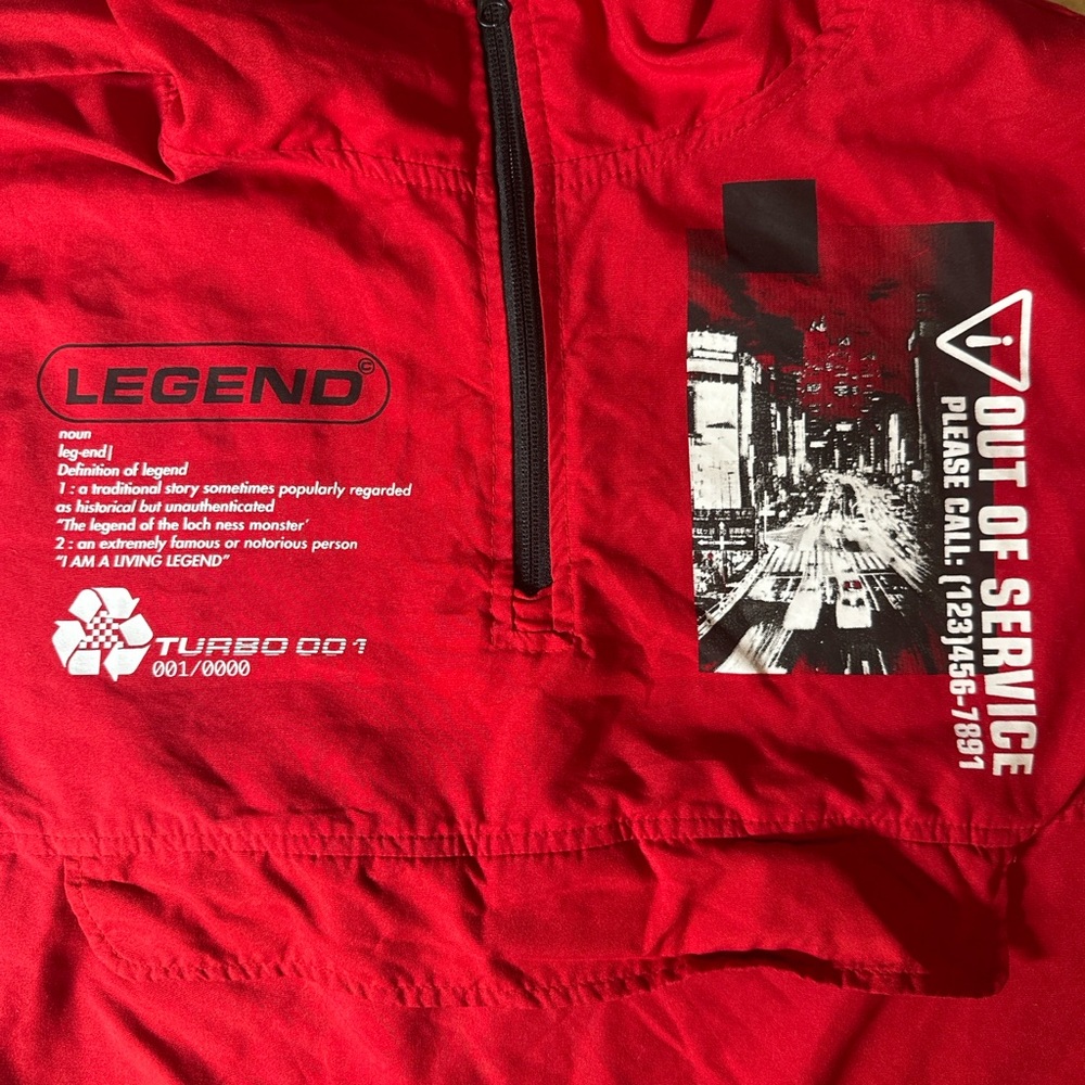 Brooklyn Cloth "Legend" Lightweight Red Pullover Windbreaker Men's Medium - Picture 3 of 8